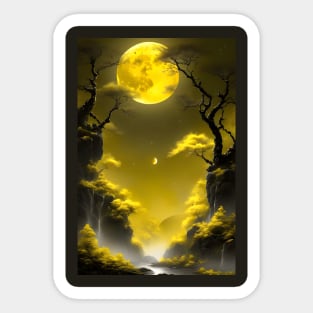 Yellow moon night Sticker